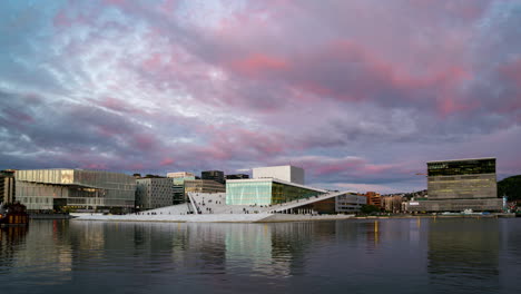 Pink-sunset-Oslo-City-Center-Timelapse